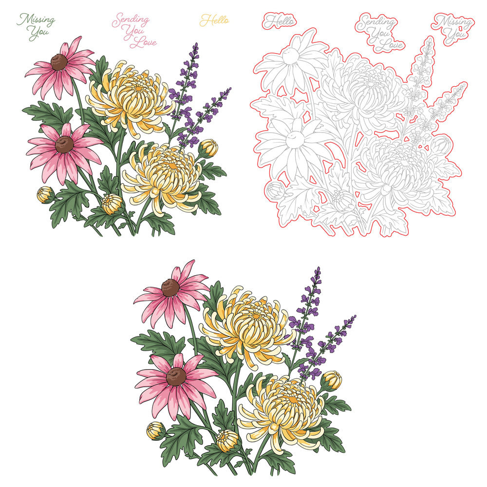 Harvest Blooms Stamp Set, Honey Cuts, and Stencil Bundle