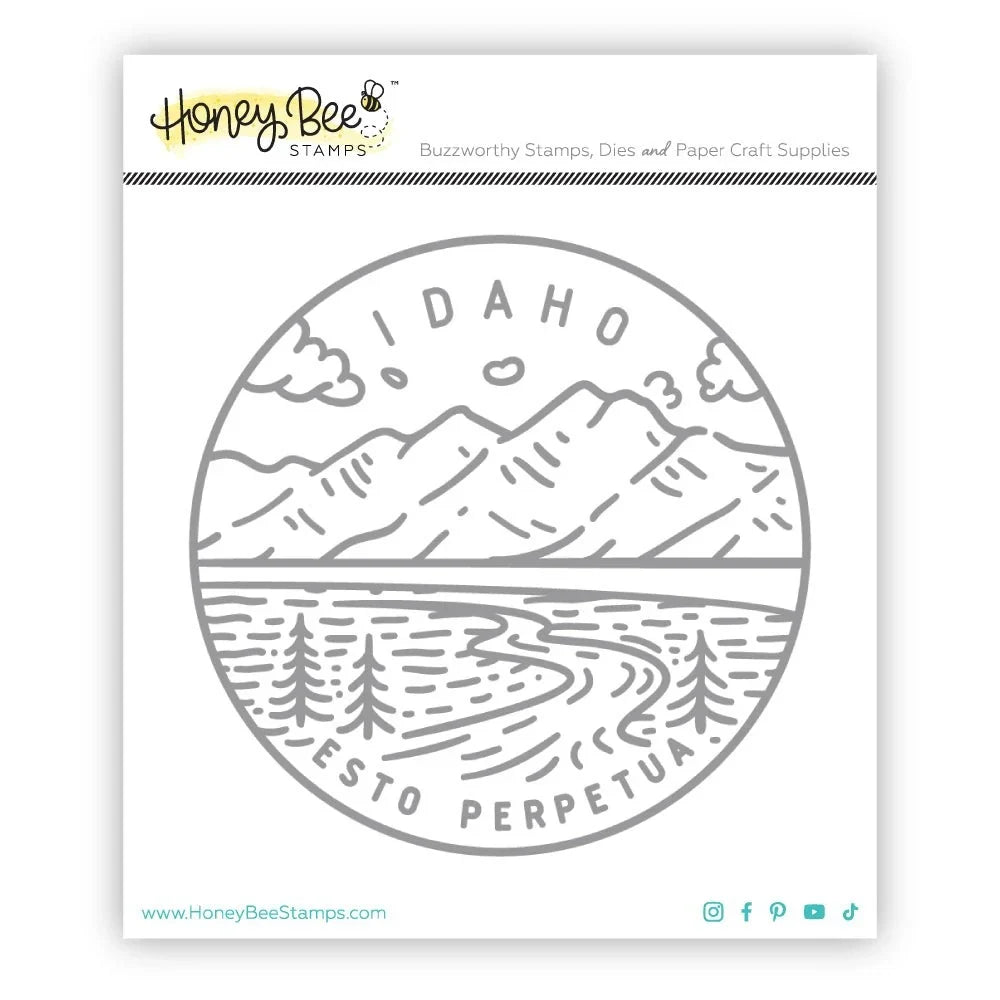 50 States Circles - 2x2 Photopolymer Stamp Set - Idaho - Honey Bee Stamps