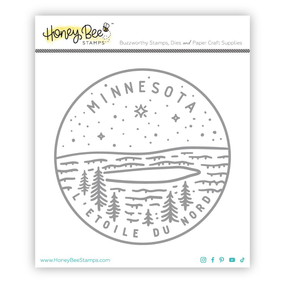 50 States Circles - 2x2 Photopolymer Stamp Set - Minnesota - Honey Bee Stamps