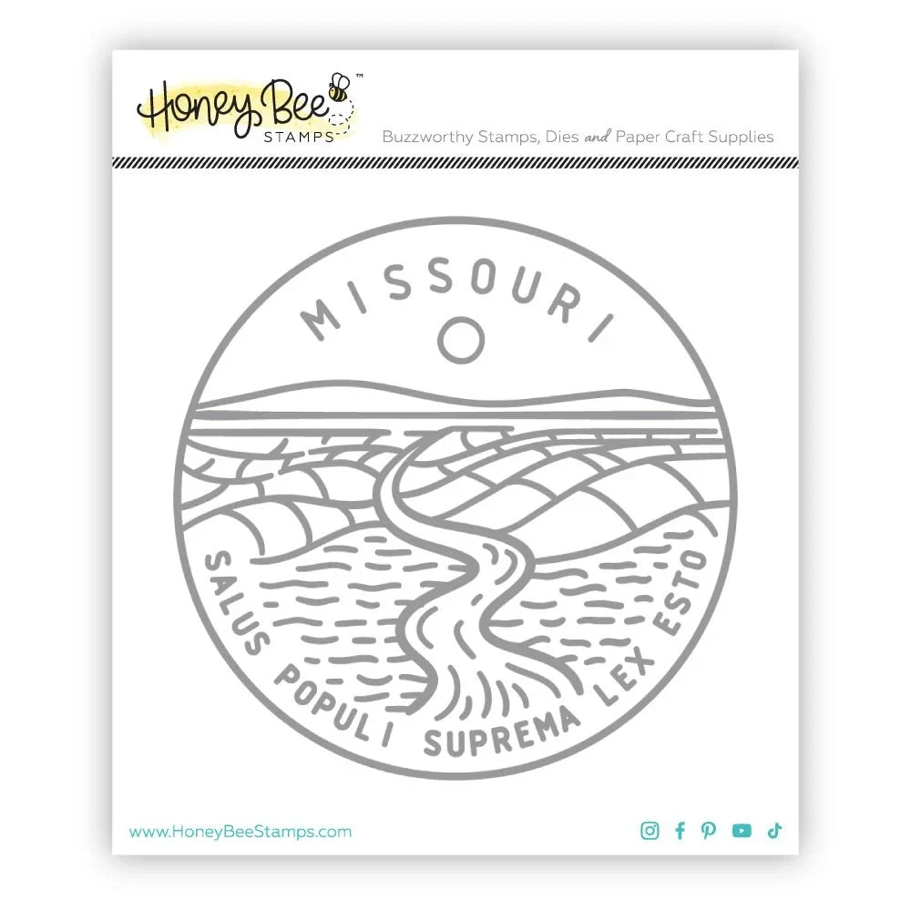 50 States Circles - 2x2 Photopolymer Stamp Set - Missouri - Honey Bee Stamps