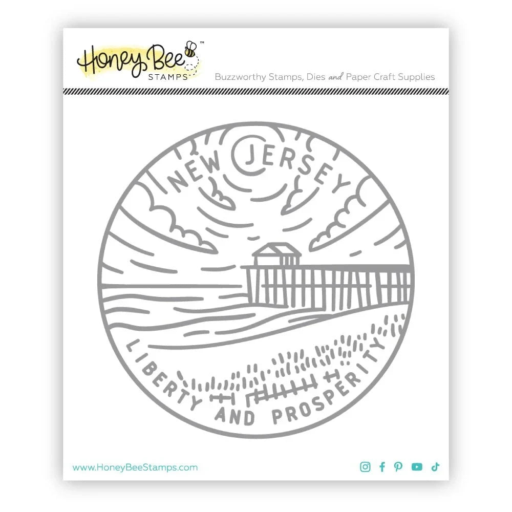 50 States Circles - 2x2 Photopolymer Stamp Set - New Jersey - Honey Bee Stamps