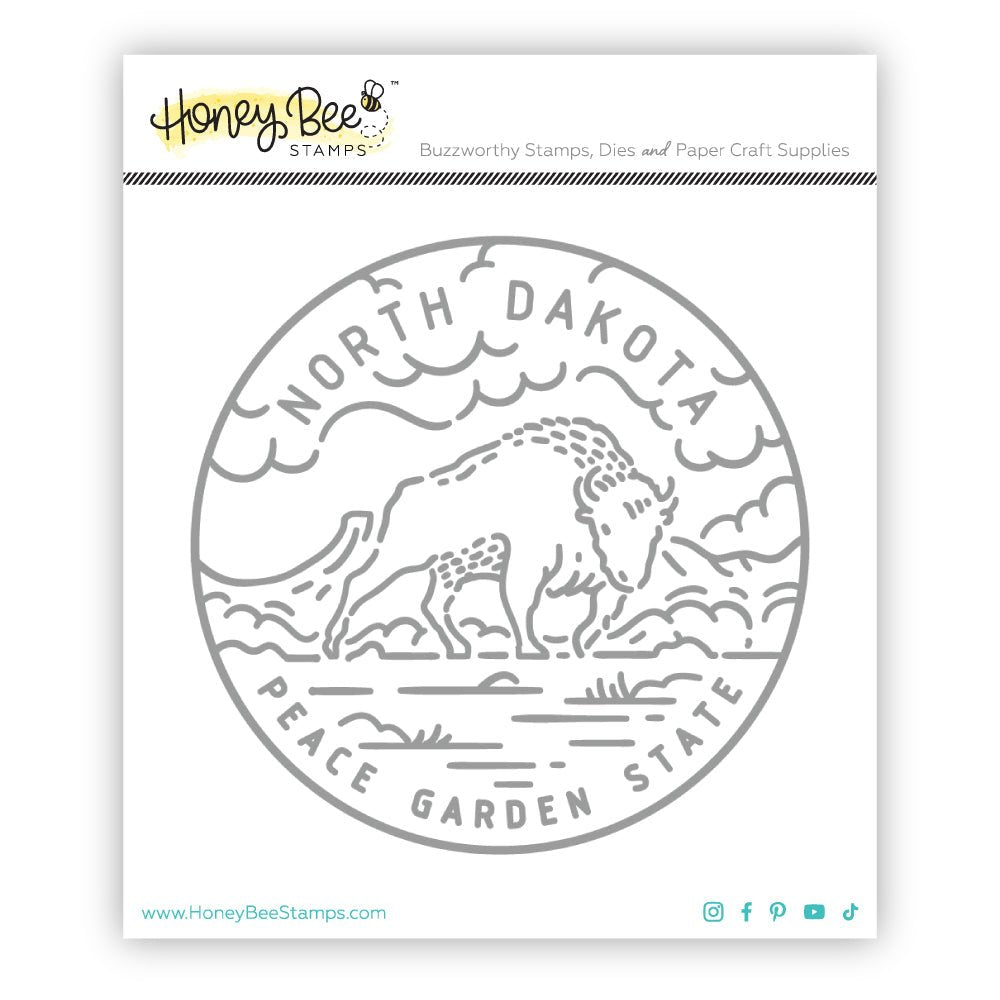 50 States Circles - 2x2 Photopolymer Stamp Set - North Dakota - Honey Bee Stamps