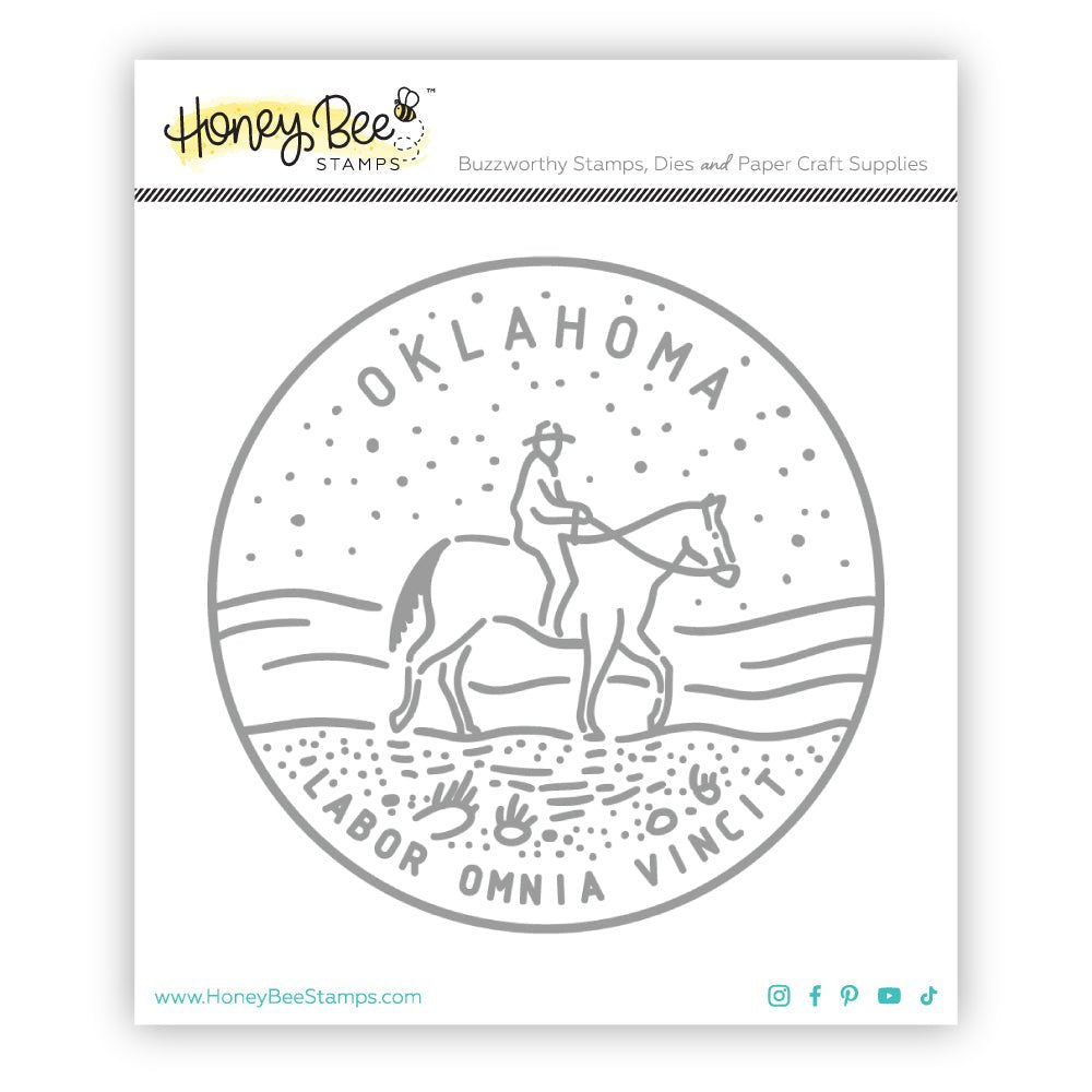 50 States Circles - 2x2 Photopolymer Stamp Set - Oklahoma - Honey Bee Stamps