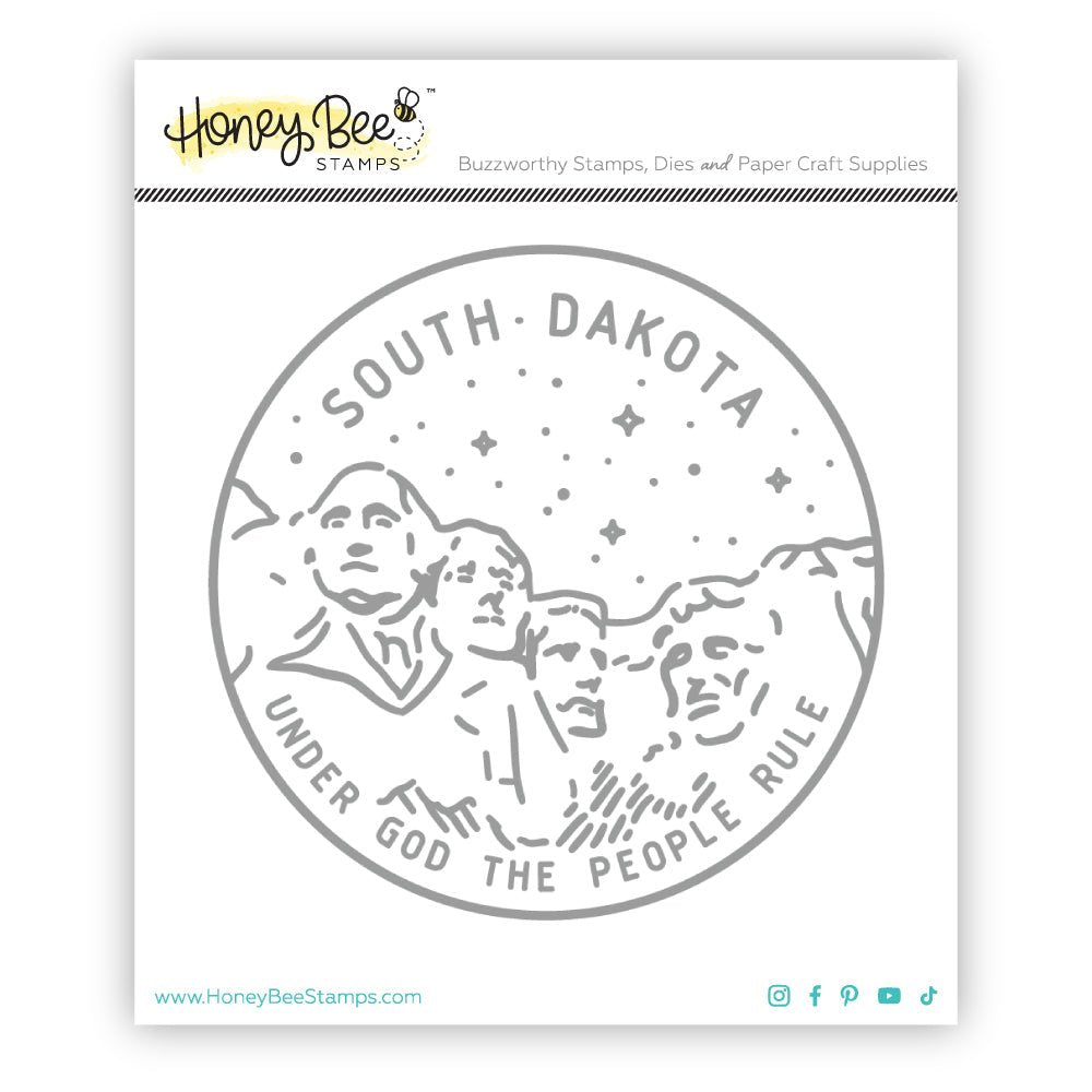 50 States Circles - 2x2 Photopolymer Stamp Set - South Dakota - Honey Bee Stamps