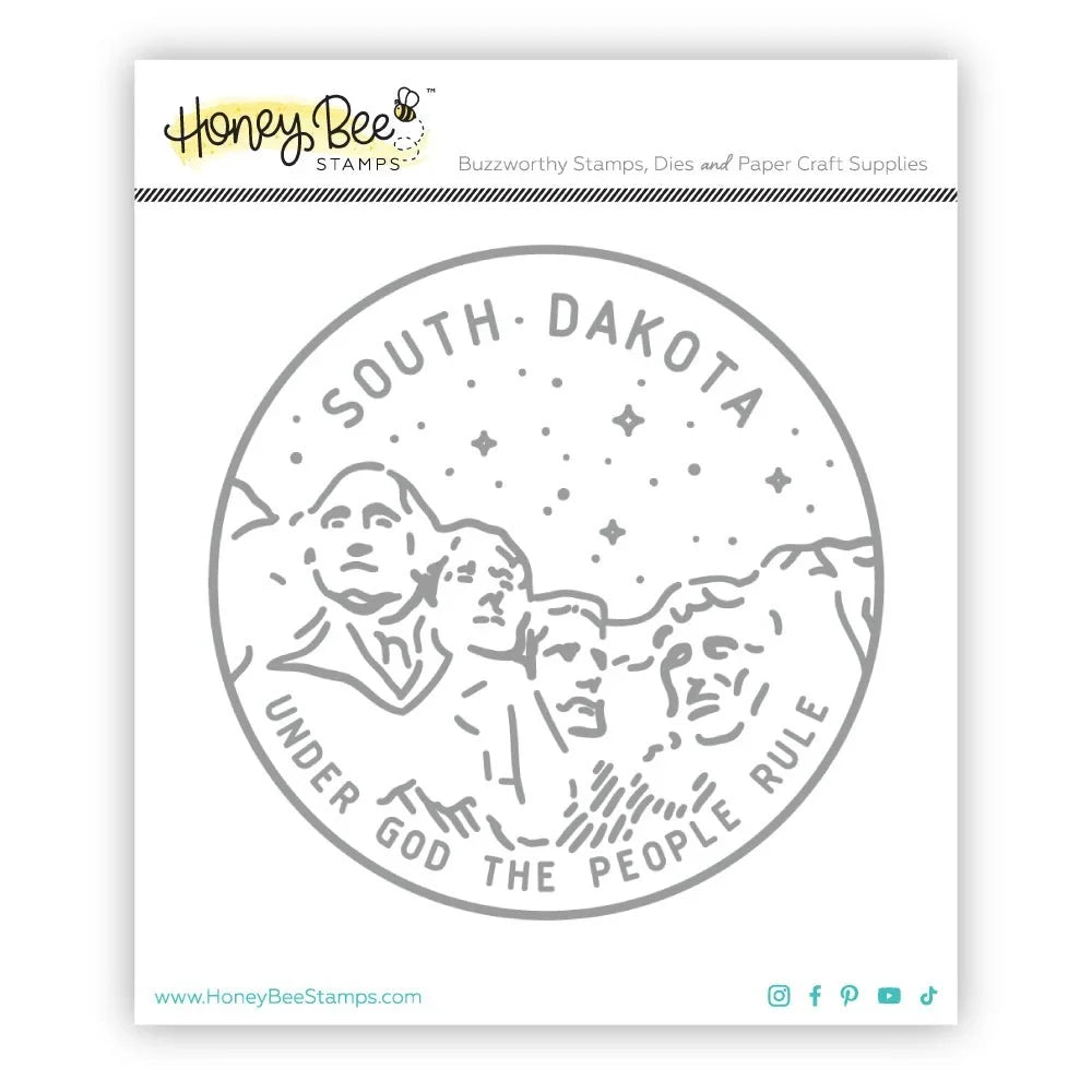 50 States Circles - 2x2 Photopolymer Stamp Set - South Dakota - Honey Bee Stamps