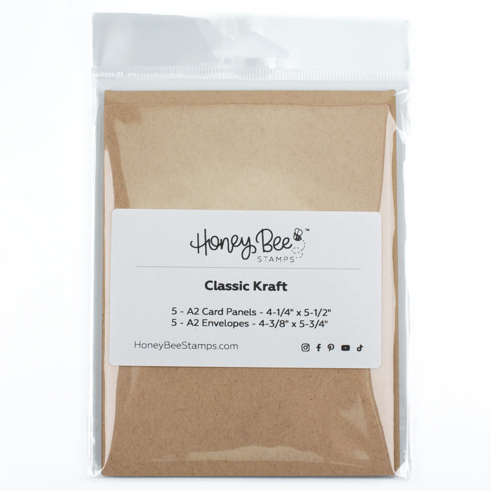 Honey Bee A2 Card Panels and Envelopes Set Of 5 - Classic Kraft