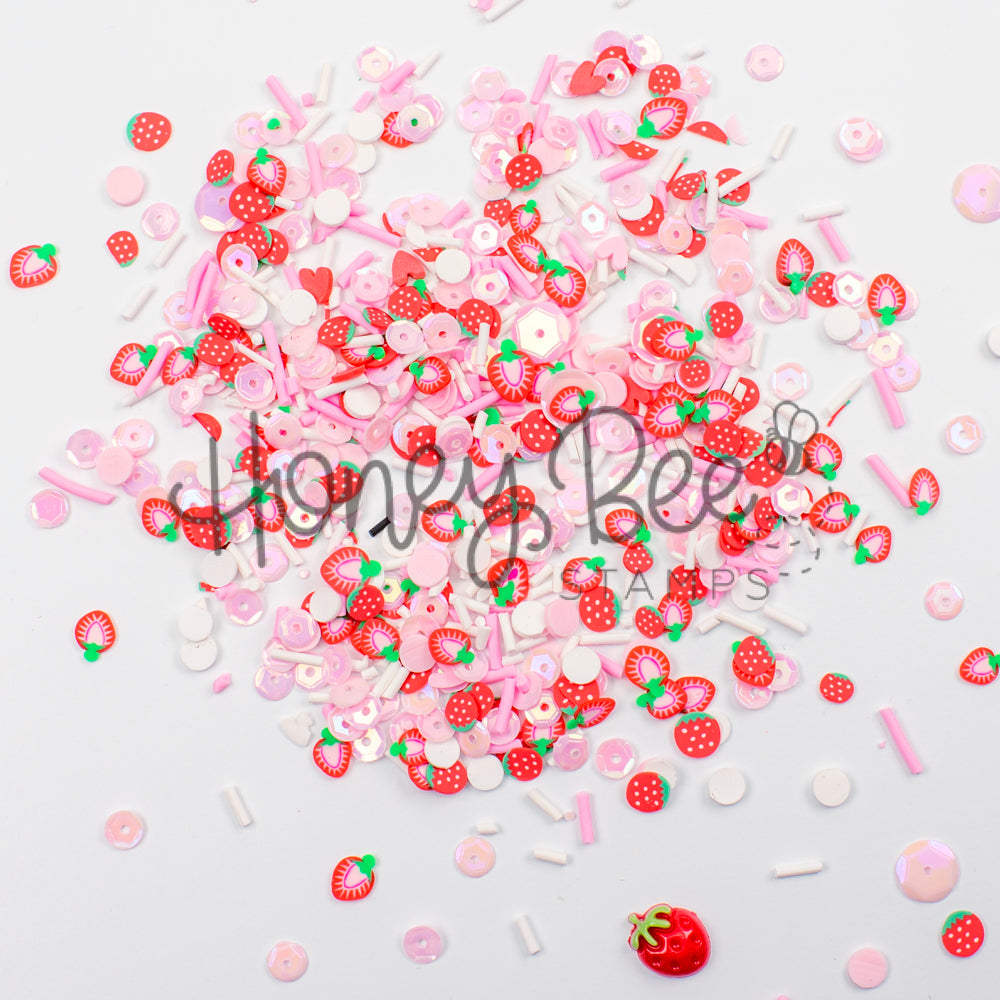 Berry Sweet - Sequin and Clay Mix Includes Special Resin Strawberry Charm