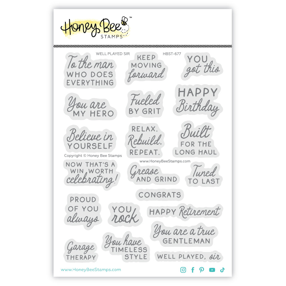 Well Played Sir - 5x6.5 Photopolymer Clear Stamp Set