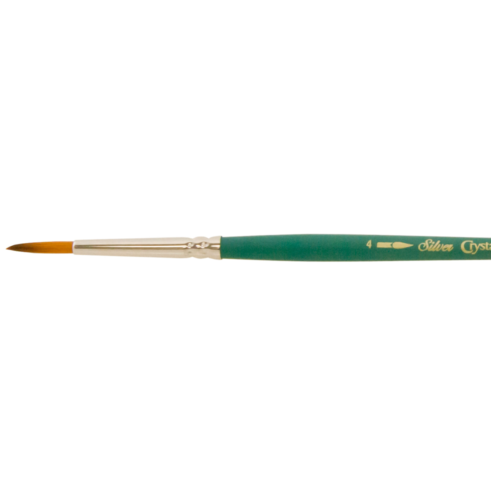 SilverBrush™ Crystal™ Brush Round Size 4 - Crystal Golden Taklon Paint Brush for Water-Based Media