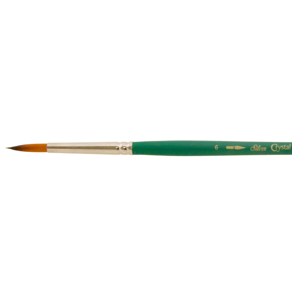 SilverBrush™ Crystal™ Brush Round Size 6 - Crystal Golden Taklon Paint Brush for Water-Based Media