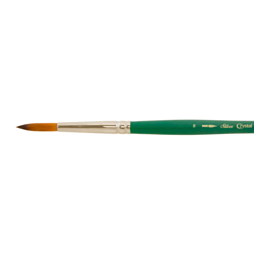SilverBrush™ Crystal™ Brush Round Size 8 - Crystal Golden Taklon Paint Brush for Water-Based Media