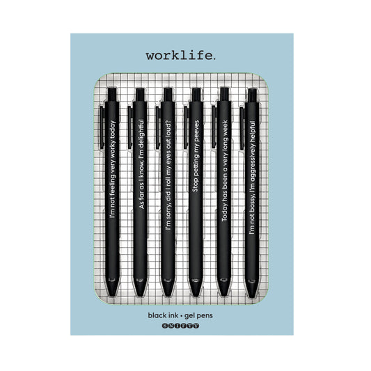 Worklife - Quotable Black Gel Pen Set