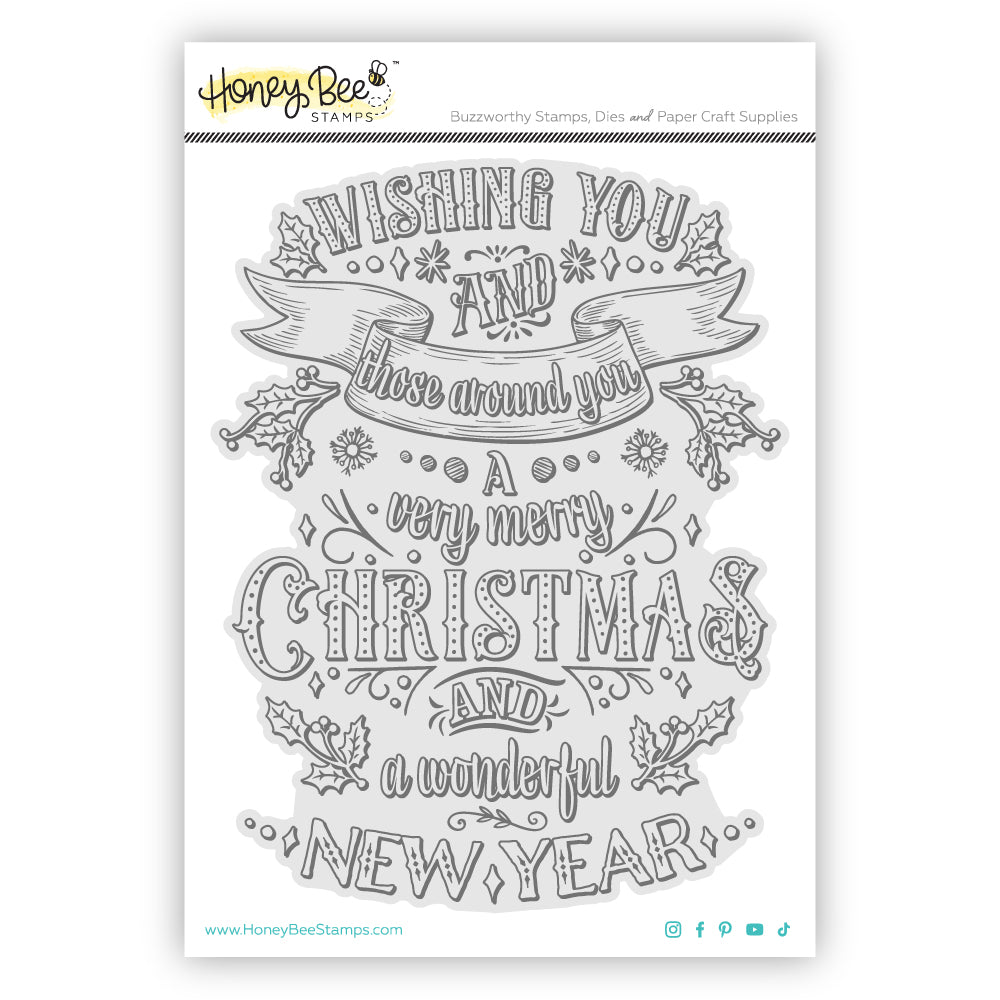 Very Merry Christmas - 5x6 Rubber Cling Background Stamp