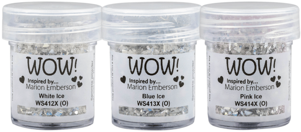 WOW! Glitter Embossing Powder Ice Crystal Trio - Pink, Blue, White Sparkle