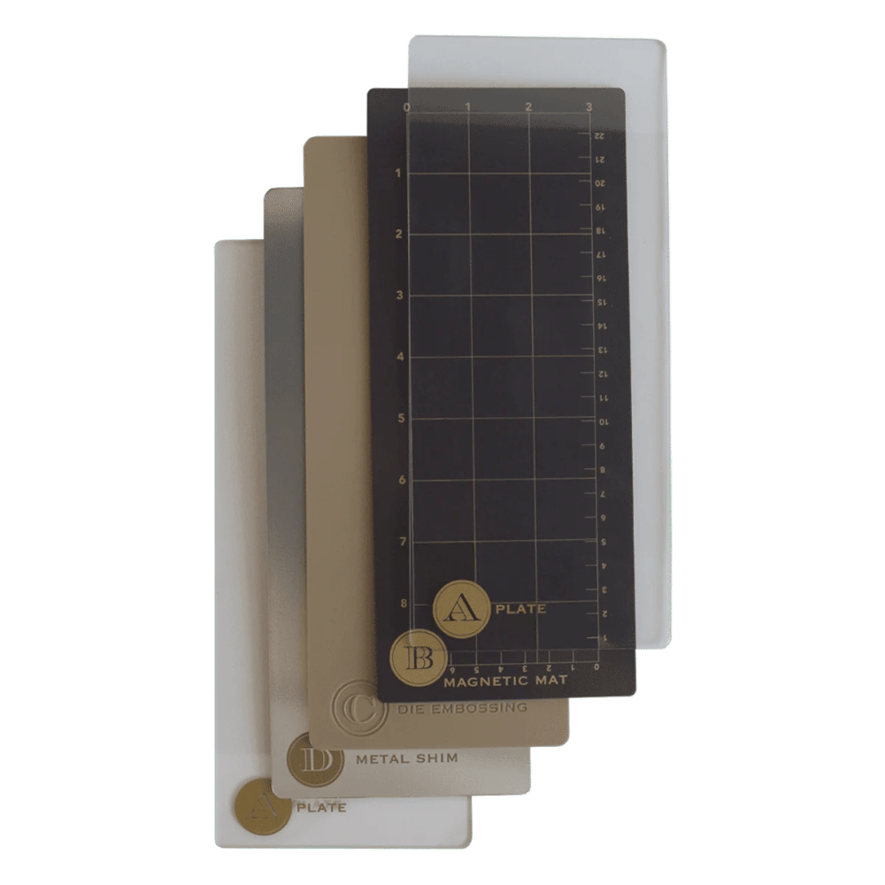 Anna Griffin Empress Mini Extra Long Full Plate Set - 4.25" x 10" Magnetic, Metal Shim, Embossing Mat & Plates - Honey Bee Stamps