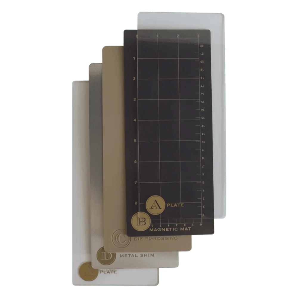 Anna Griffin Empress Mini Extra Long Full Plate Set - 4.25" x 10" Magnetic, Metal Shim, Embossing Mat & Plates - Honey Bee Stamps