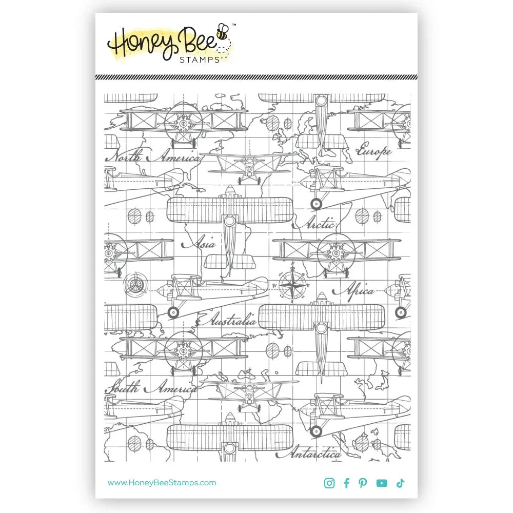 Aviator - 5x6 Rubber Cling Background Stamp - Honey Bee Stamps