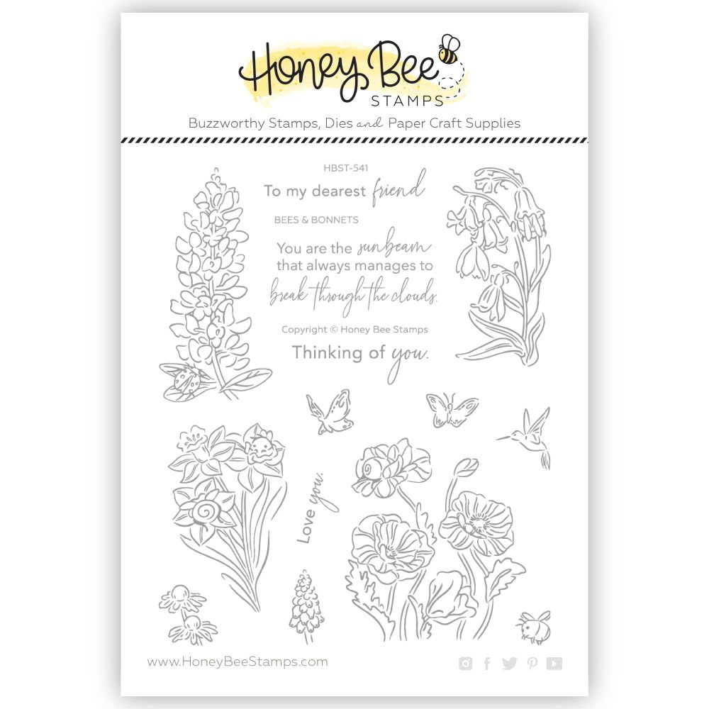 Bees & Bonnets 5x6 Stamp Set - Honey Bee Stamps