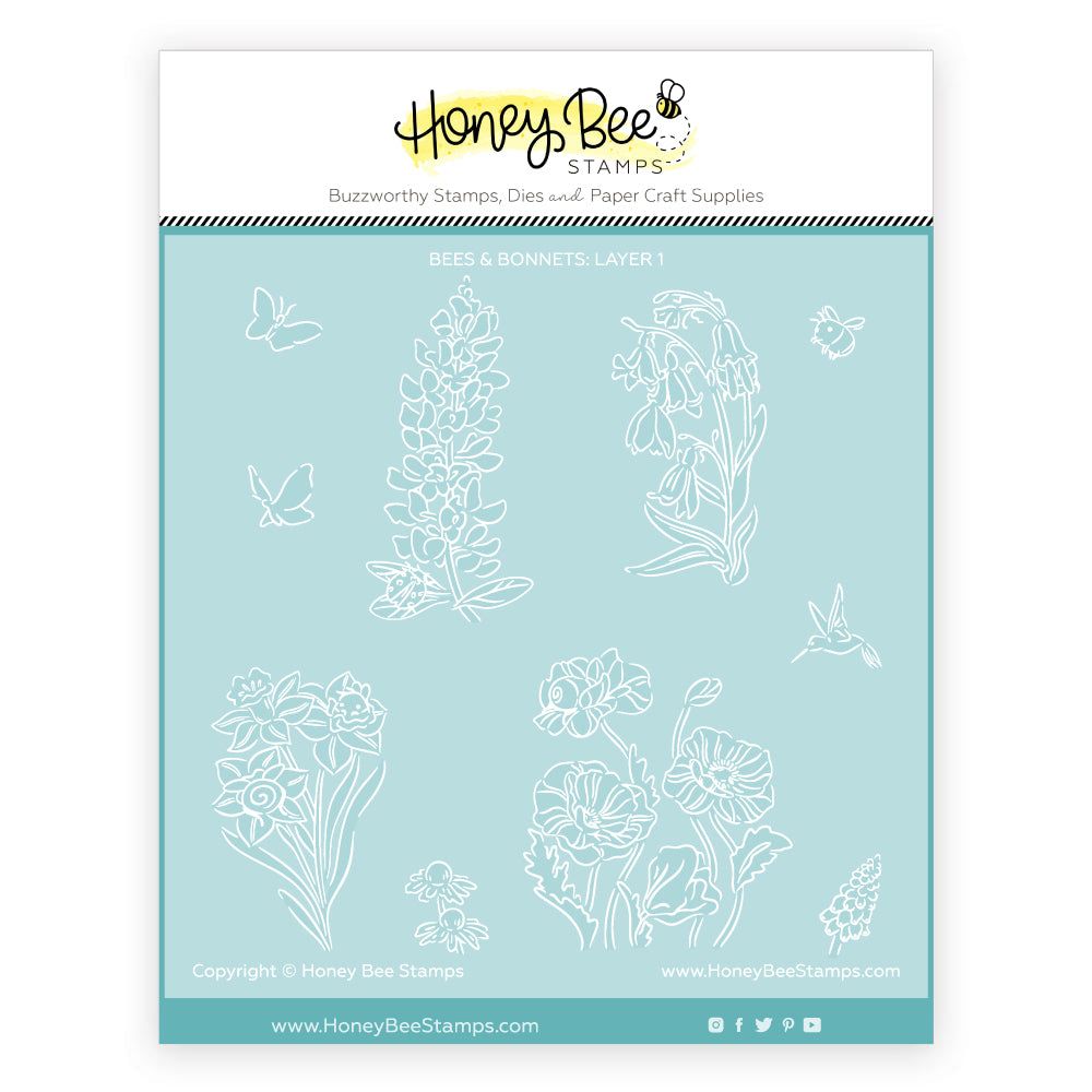 Bees & Bonnets - Set of 5 Coordinating Stencils - Honey Bee Stamps