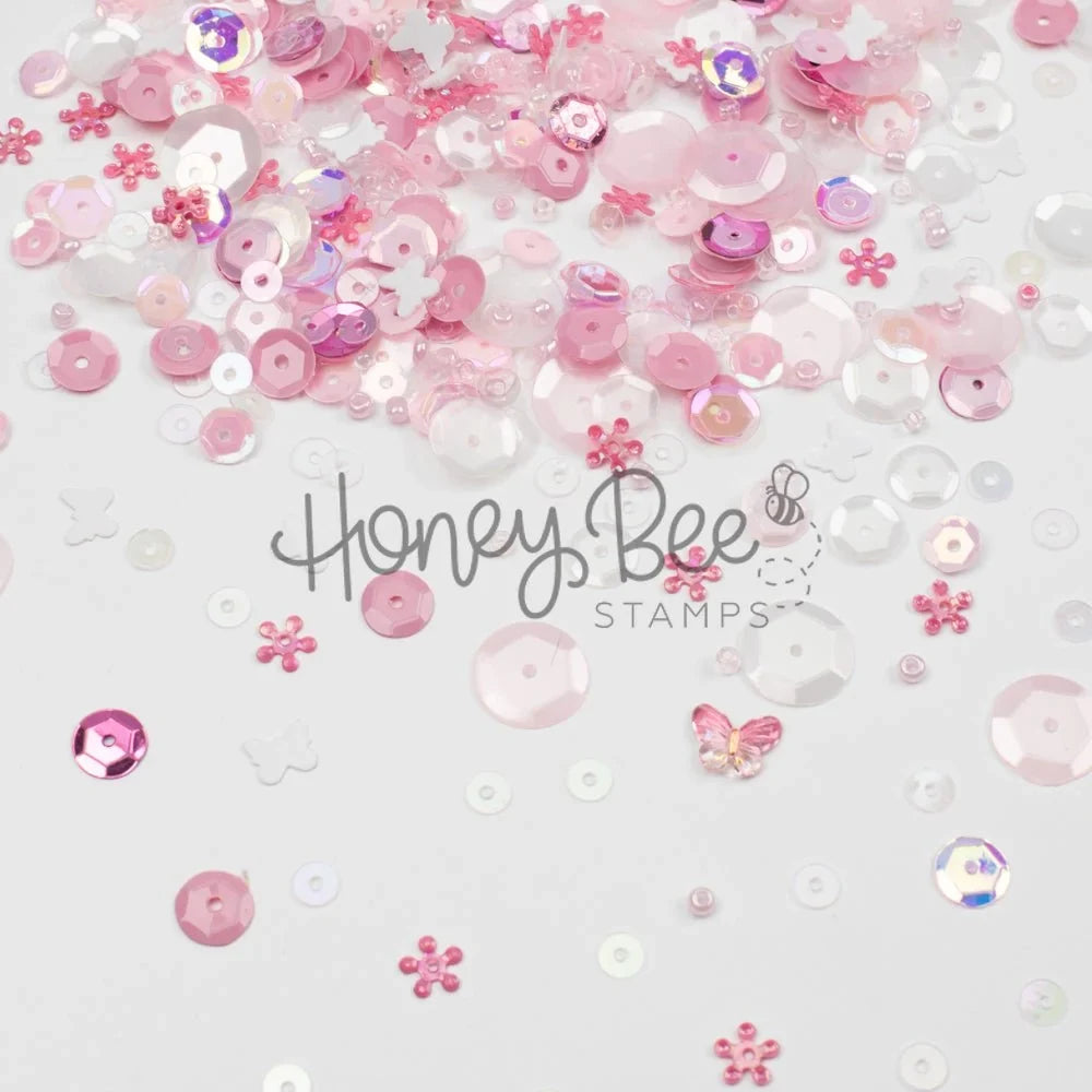 Blossom Breeze - Sequin Mix with Special 3D Pink Crystal Buttery - Honey Bee Stamps