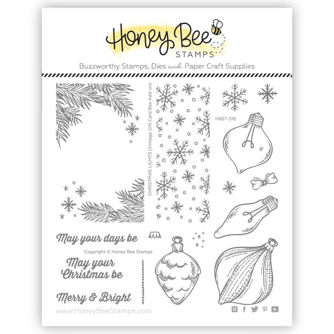 Christmas Lights Vintage Gift Card Box Add-On 6x6 Stamp Set - Honey Bee Stamps