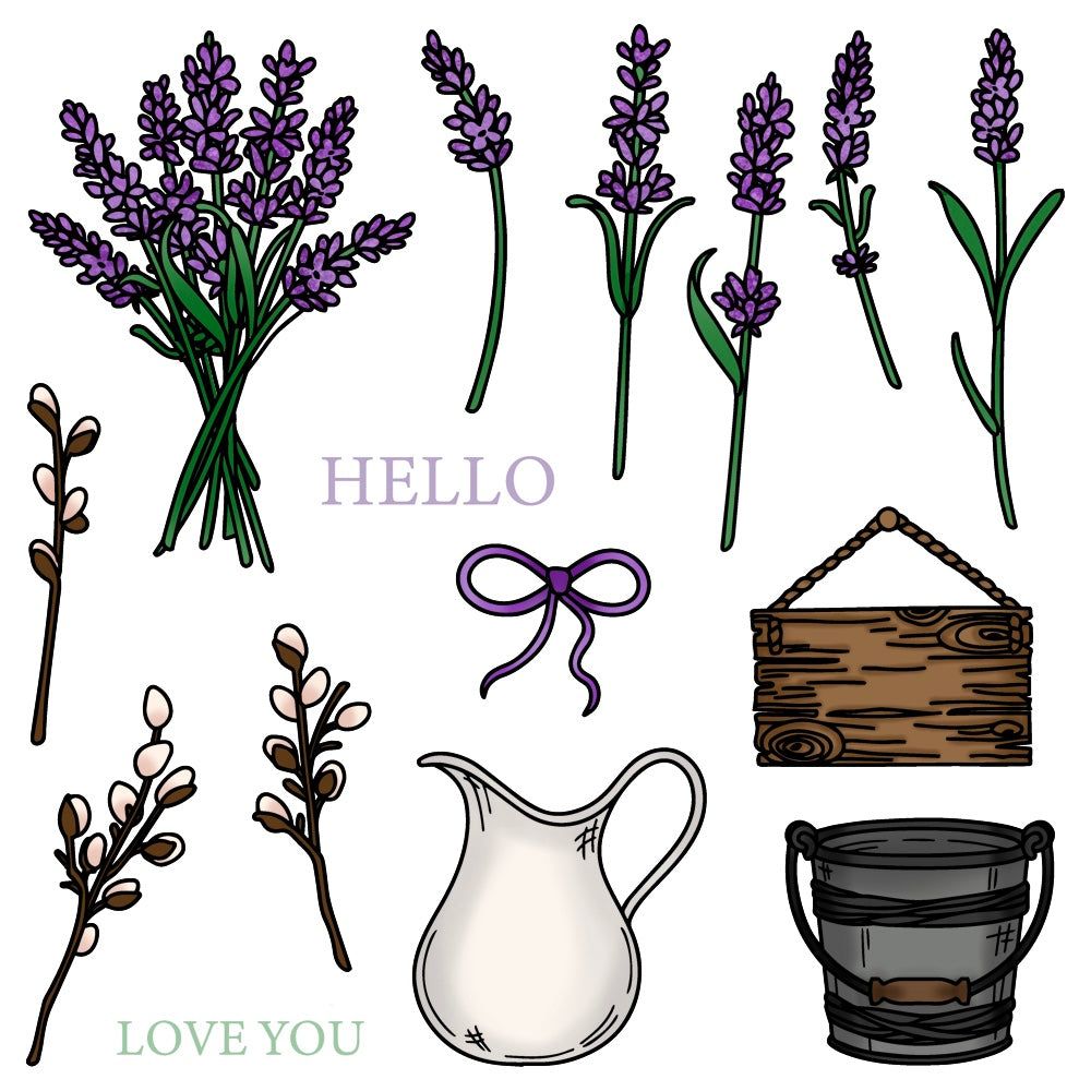 lavender flower rubber stamp Honey Bee Stamps - Clear Stamps
