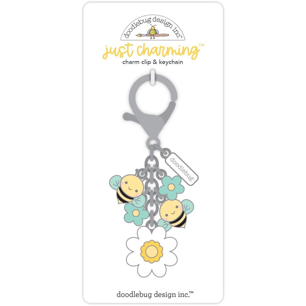 Doodlebug Just Charming Clip & Keychain - Bee Happy - Honey Bee Stamps