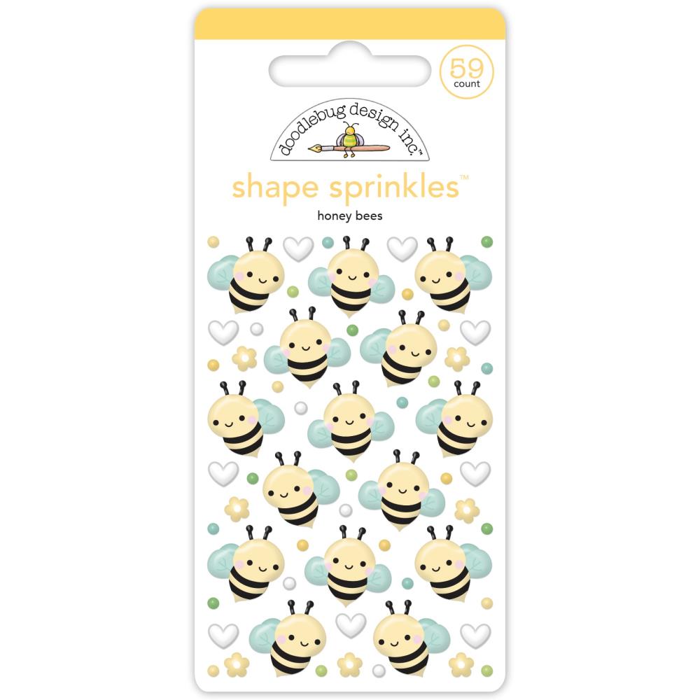 Doodlebug Sprinkles Adhesive Glossy Enamel Shapes - Honey Bees - Honey Bee Stamps