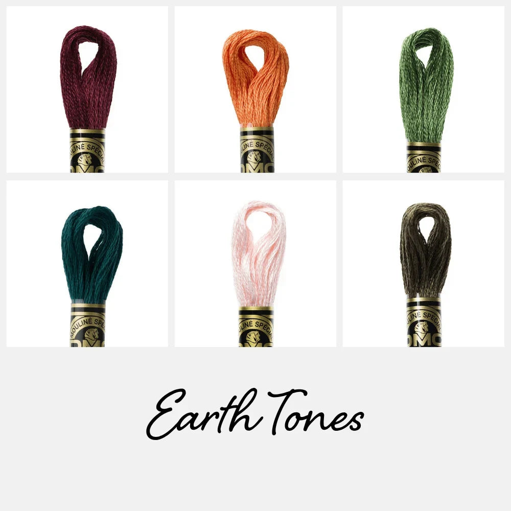 Earth Tones Coordinating DMC Embroidery Thread Bundle - Honey Bee Stamps