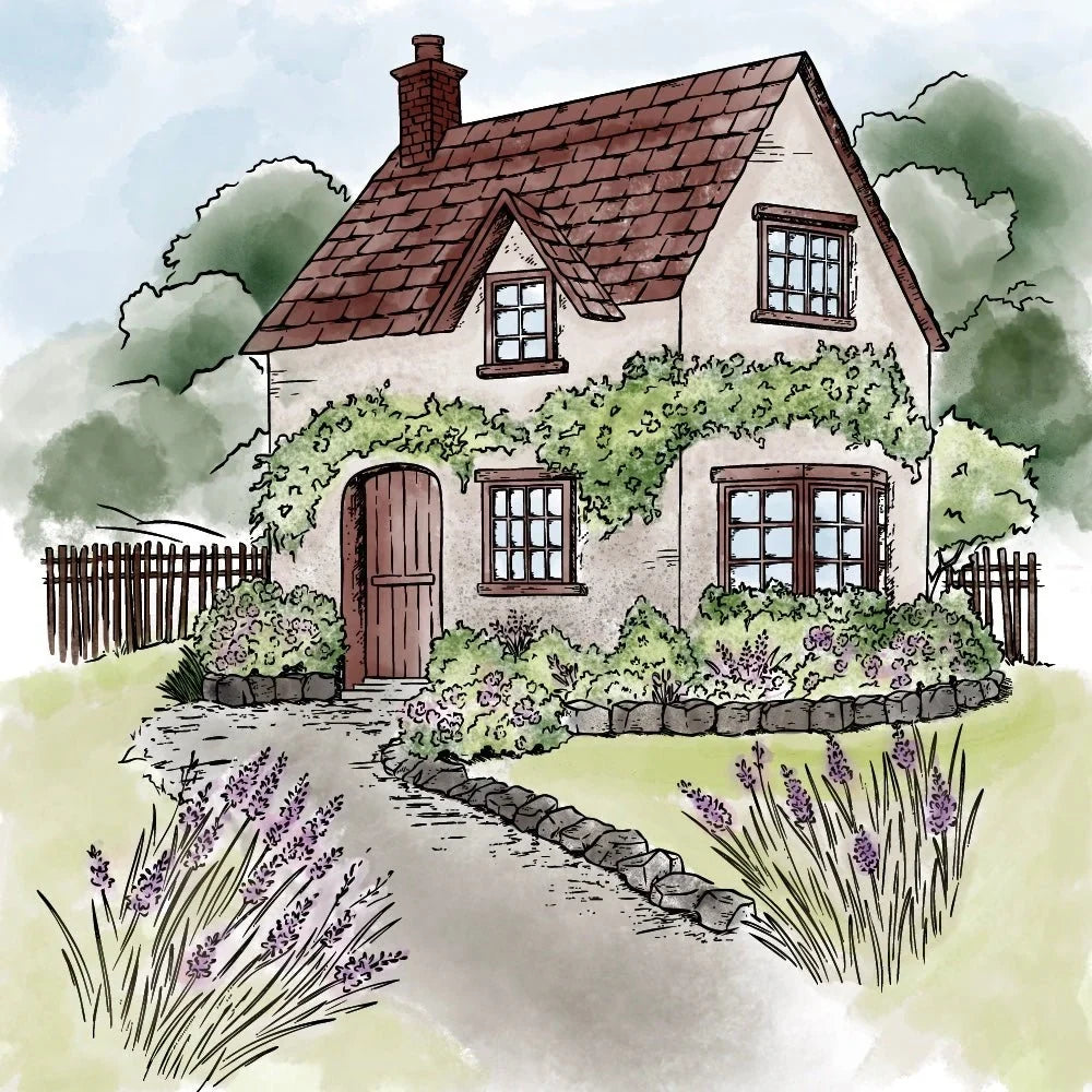 English Cottage - 4.25x5 Rubber Cling Stamp Set - Honey Bee Stamps