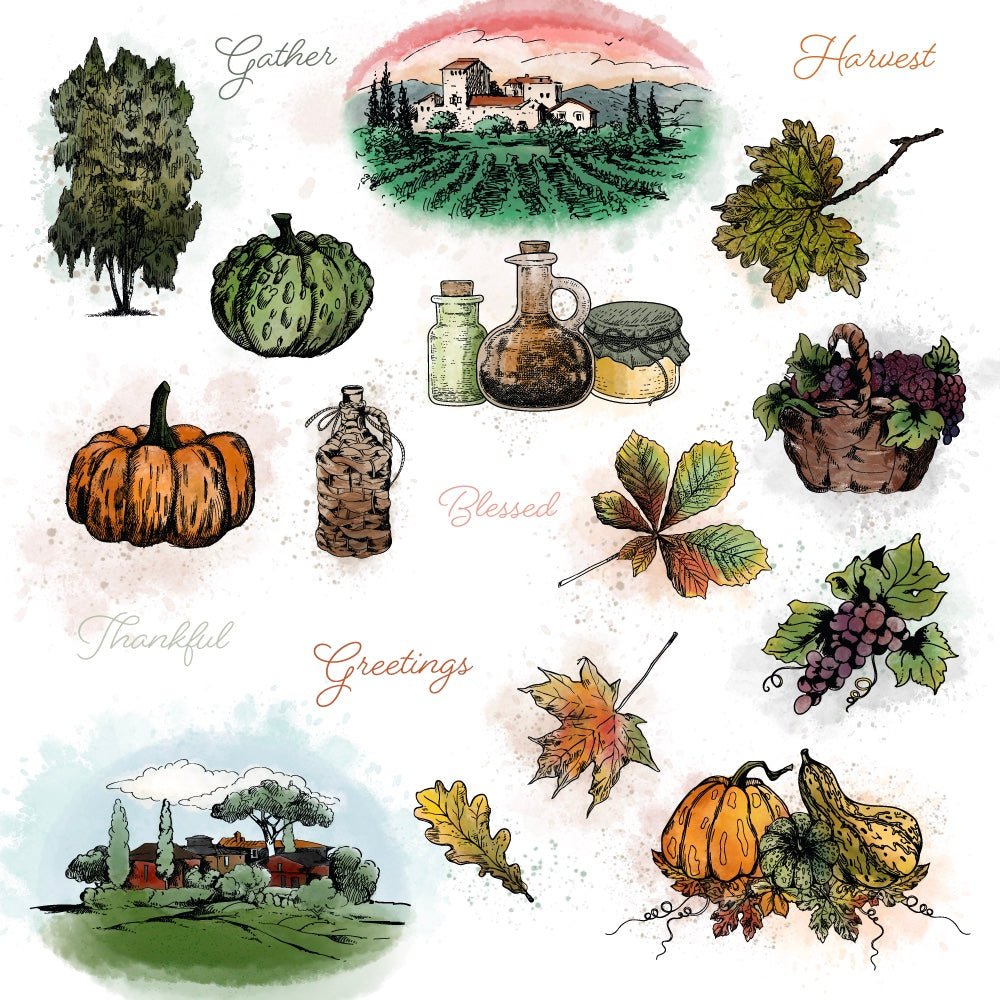 Gallery Wall: Fall - 5x7 Rubber Cling Stamp – Honey Bee Stamps