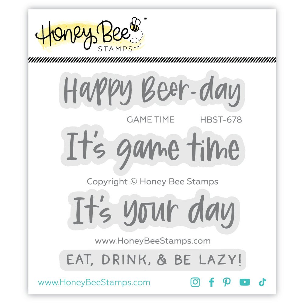 Game Time - 3x3 Photopolymer Clear Stamp Set - Honey Bee Stamps