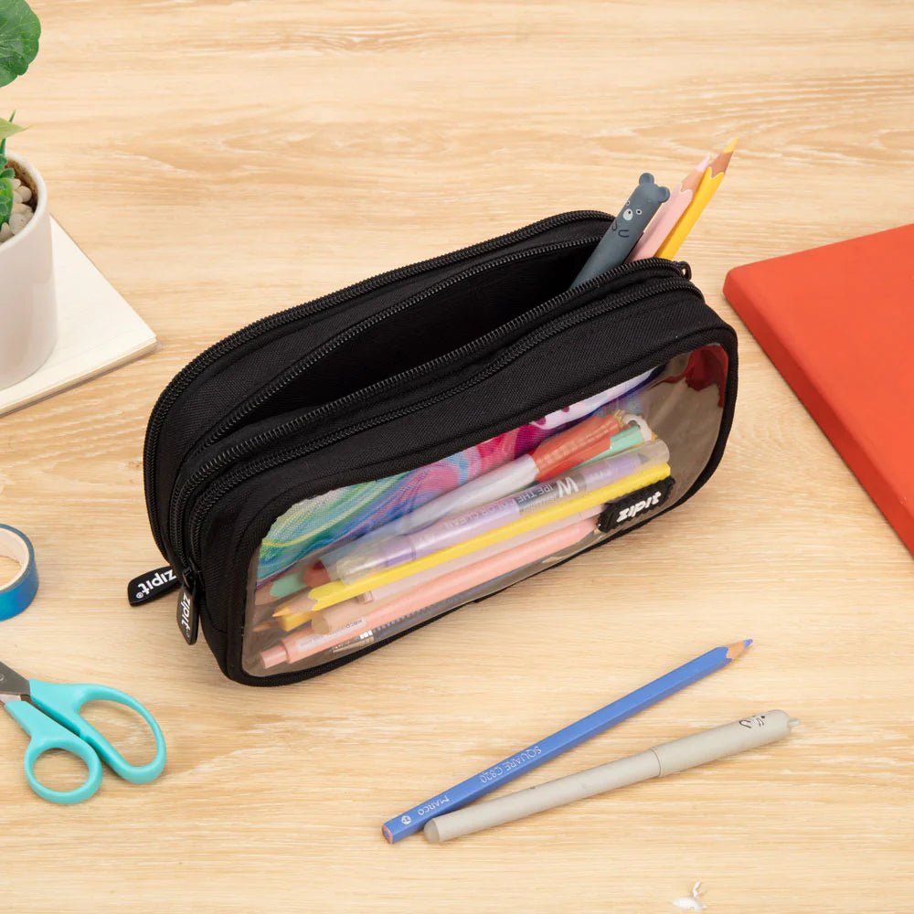 Half & Half Pencil Case - Black and Rainbow - Honey Bee Stamps