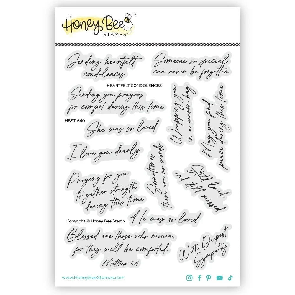 Heartfelt Condolences - 5x6.5 Photopolymer Stamp Set - Honey Bee Stamps