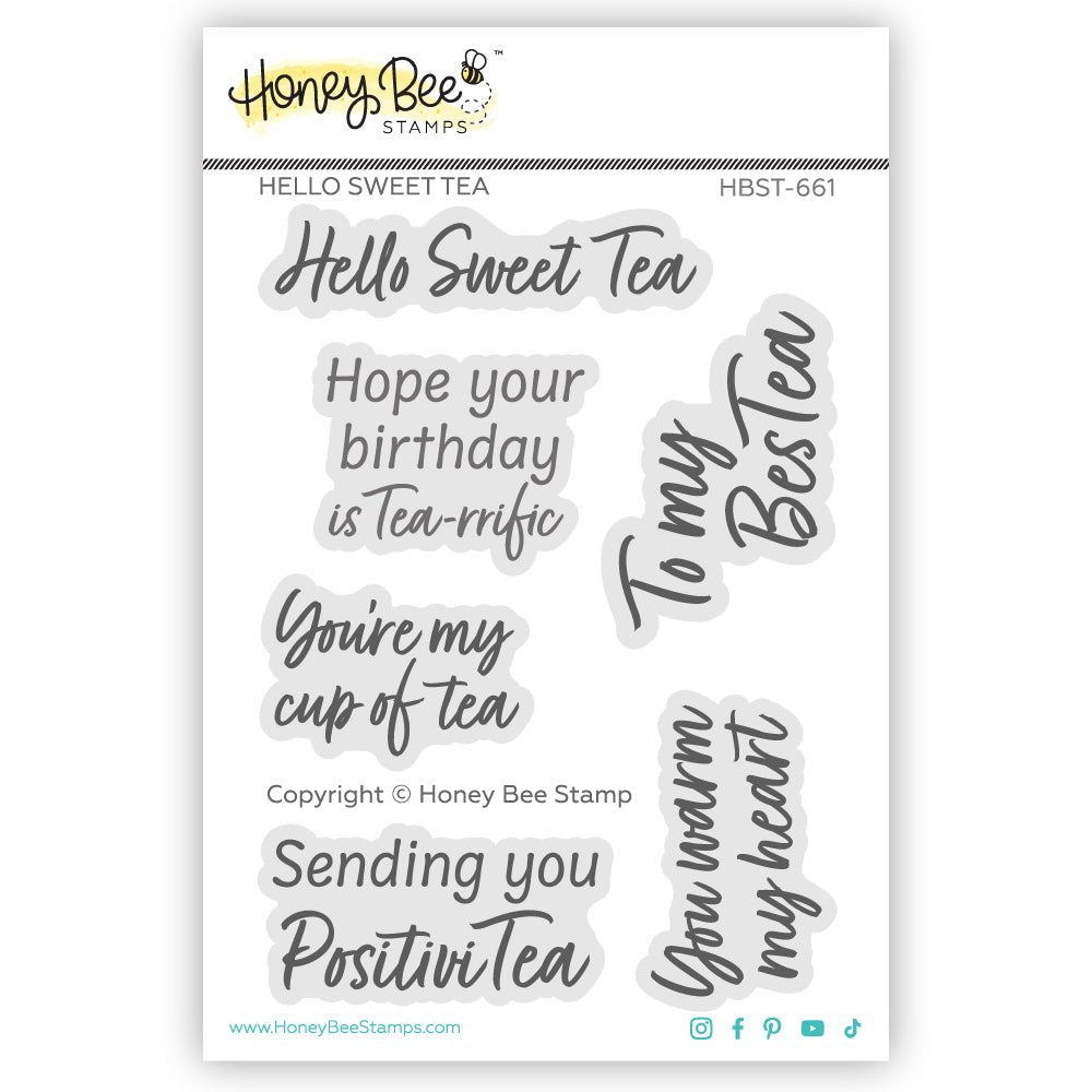 Hello Sweet Tea - 3x 4 Photopolymer Stamp Set - Honey Bee Stamps