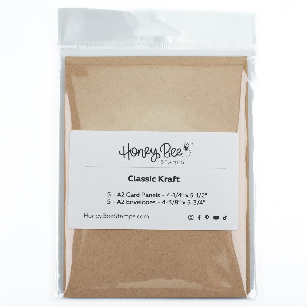 Honey Bee A2 Card Panels and Envelopes Set Of 5 - Classic Kraft - Honey Bee Stamps