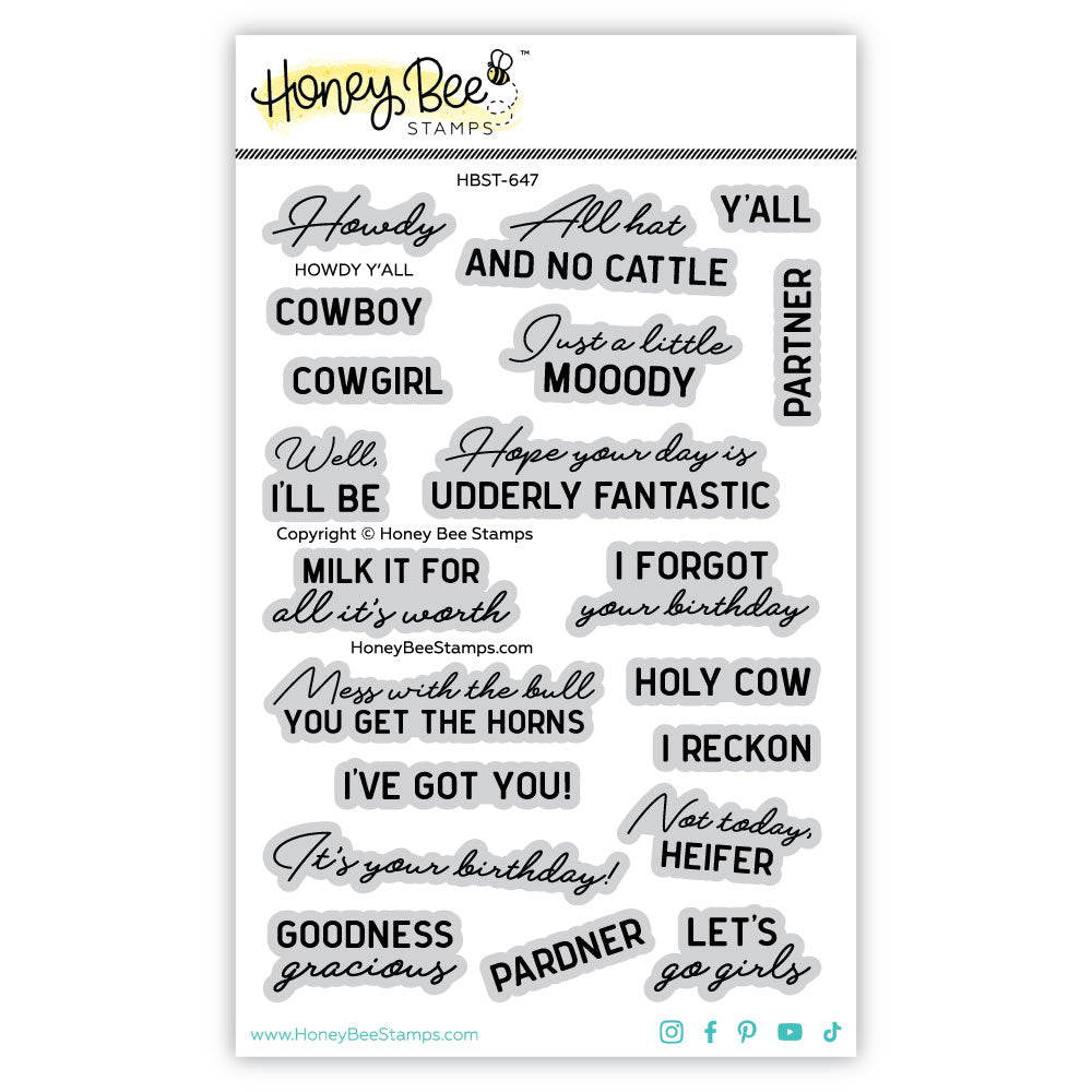 Howdy Y'all - 4x6 Photopolymer Stamp Set - Honey Bee Stamps