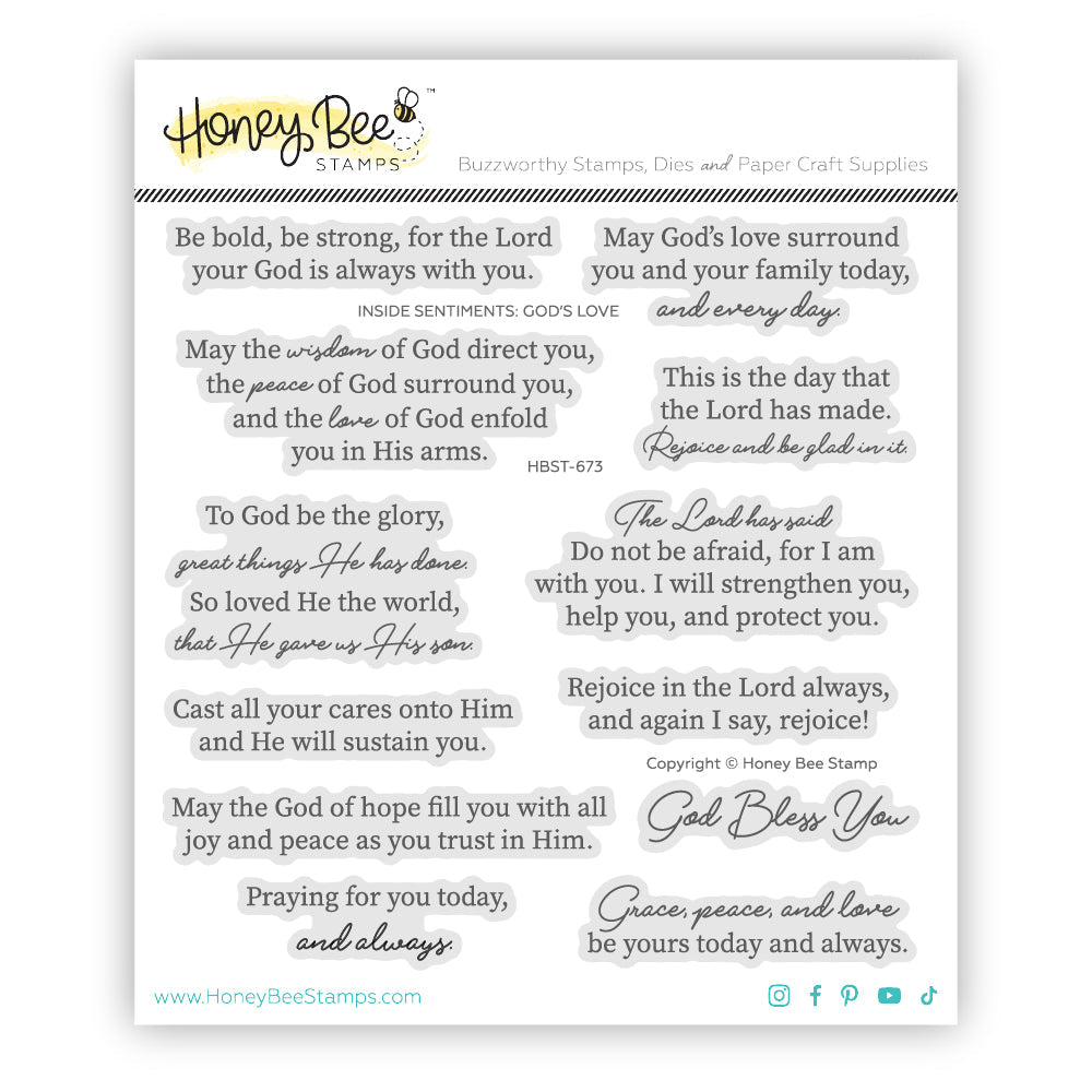 Inside Sentiments: God's Love - 6"x 6" Stamp Set - Honey Bee Stamps
