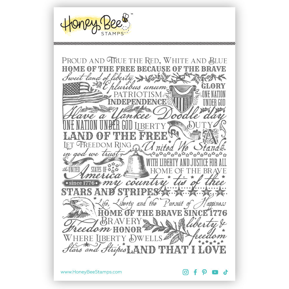 Land Of The Free - 5x6 Rubber Cling Stamp Set - Honey Bee Stamps