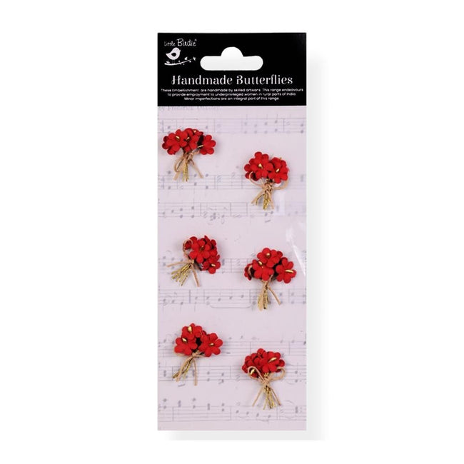 Little Birdie Paper Bouquet - Cardinal Red 6/Pkg - Honey Bee Stamps