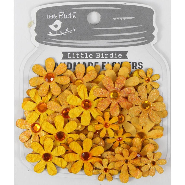 Little Birdie Sparkle Florette Paper Flowers - Honey Apricot 60/pk - Honey Bee Stamps