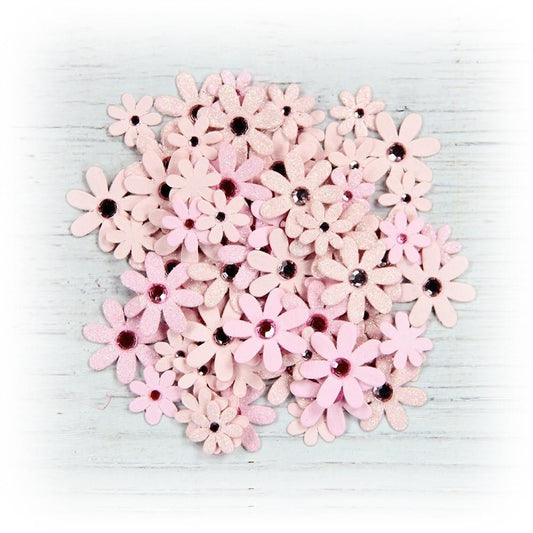 Little Birdie Sparkle Florette Paper Flowers - Pearl Pink 80/pk - Honey Bee Stamps