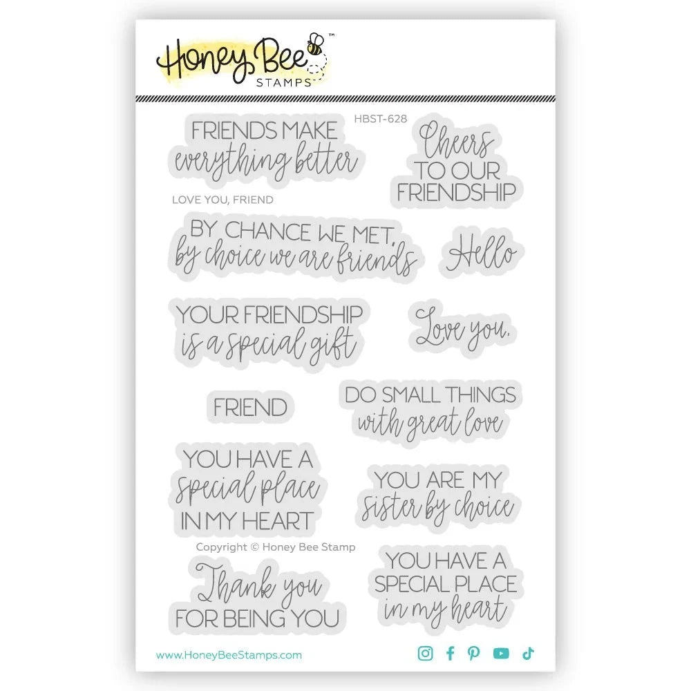 Love You, Friend - 4x6 Photopolymer Stamp Set - Honey Bee Stamps