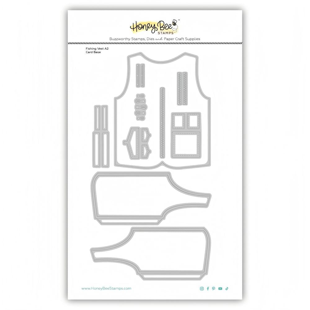 Lovely Layer: Fishing Vest A2 Card Base - Honey Cuts Stand - Alone Dies - Honey Bee Stamps