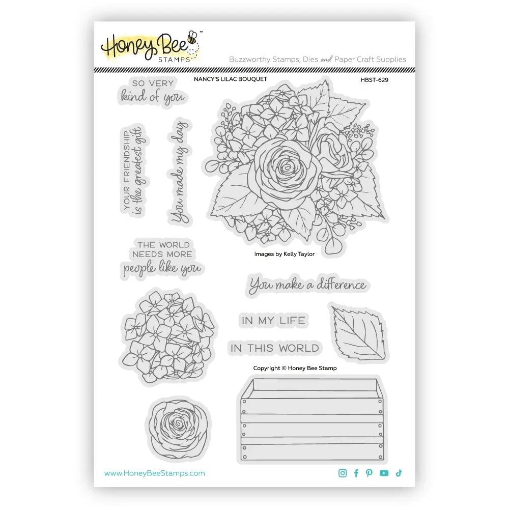 Nancy's Lilac Bouquet - 6x8 Photopolymer Stamp Set - Honey Bee Stamps