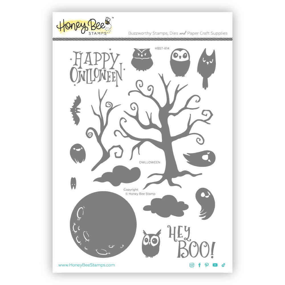 Owlloween - 6x8 Photopolymer Stamp Set - Honey Bee Stamps