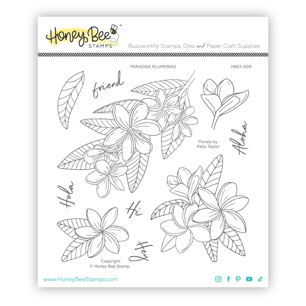 Paradise Plumerias - 6x6 Photopolymer Stamp Set - Honey Bee Stamps