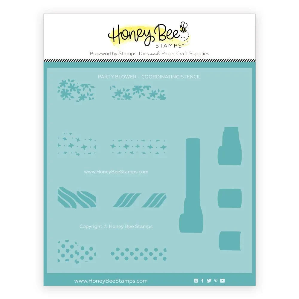 Party Blower - 6"x6" Coordinating Stencil - Honey Bee Stamps