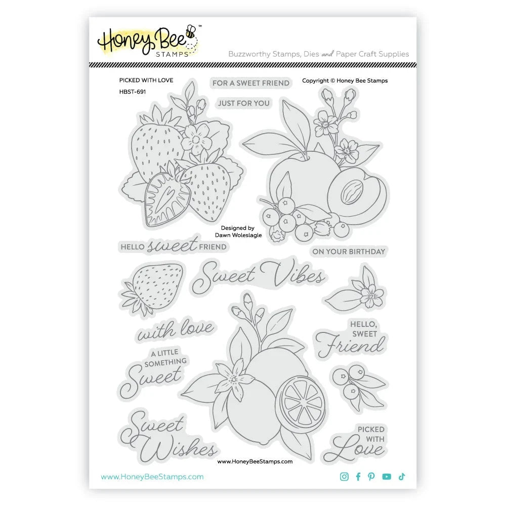 Picked With Love - 6x8 Photopolymer Stamp Set - Honey Bee Stamps