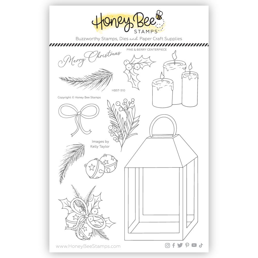 Pine & Berry Centerpiece - 6x8 Photopolymer Stamp Set - Honey Bee Stamps